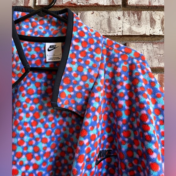 Nike Club Fleece Jacket Specked Orange Pink Blue Full Zip Size Large - Picture 2 of 3